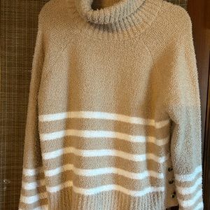 Warm, Fuzzy Tan and White Sweater
